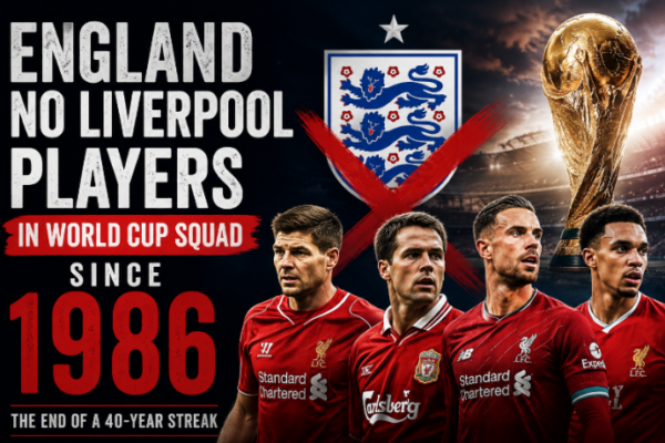 England will head into the 2026 FIFA World Cup without a single current Liverpool player in the squad