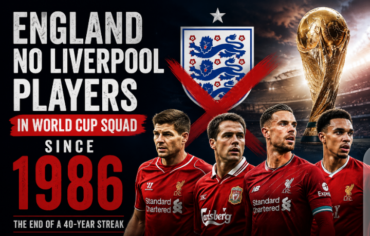 England will head into the 2026 FIFA World Cup without a single current Liverpool player in the squad